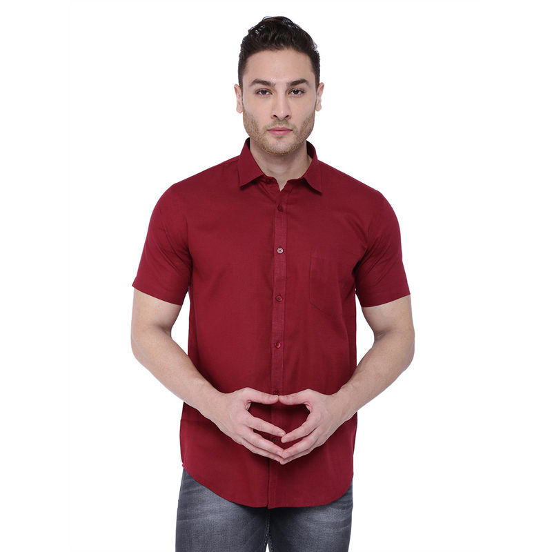 Southbay Mens Linen Cotton Half Sleeve Formal Shirt (M)