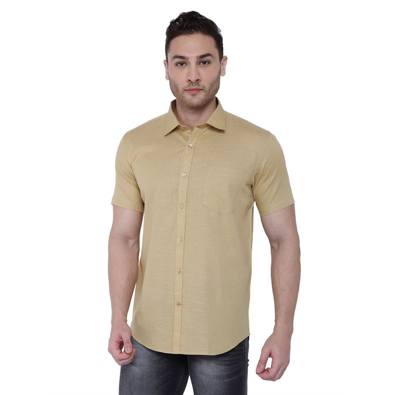 Southbay Mens Linen Cotton Half Sleeve Formal Shirt (M)