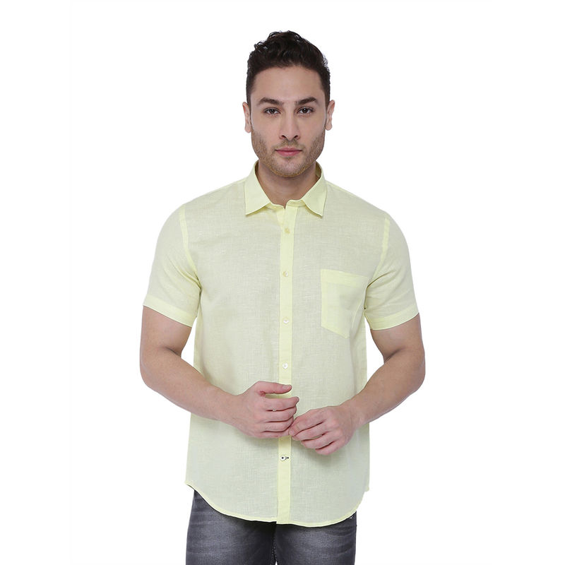 Southbay Mens Linen Cotton Half Sleeve Formal Shirt (L)