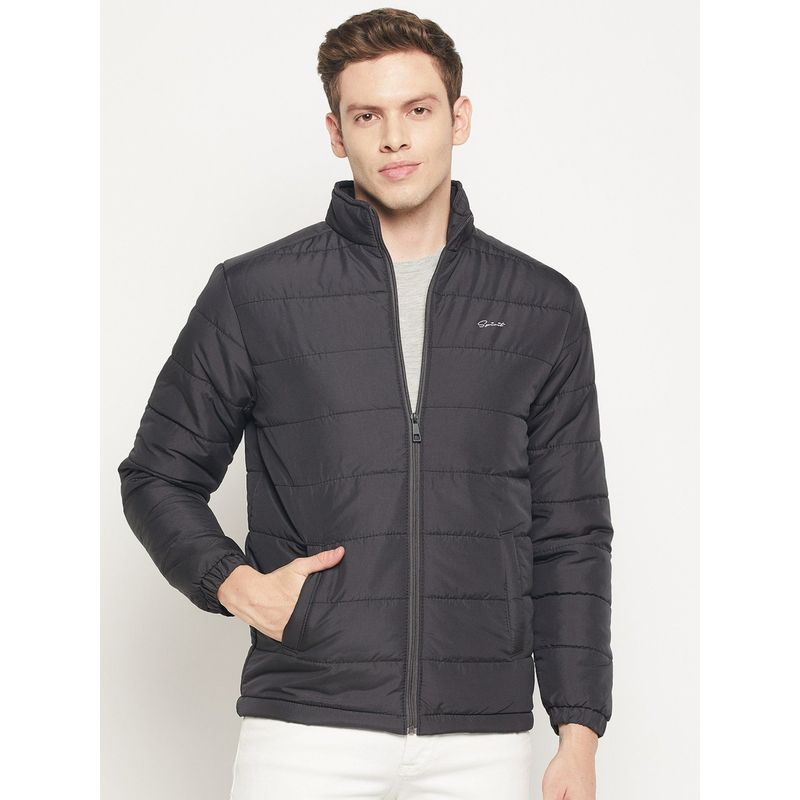 SPIRIT Mens Black Solid Full Sleeve Jacket (XL)