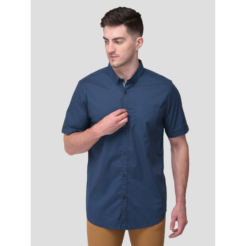 WOODLAND Navy Blue Casual Shirt (M)