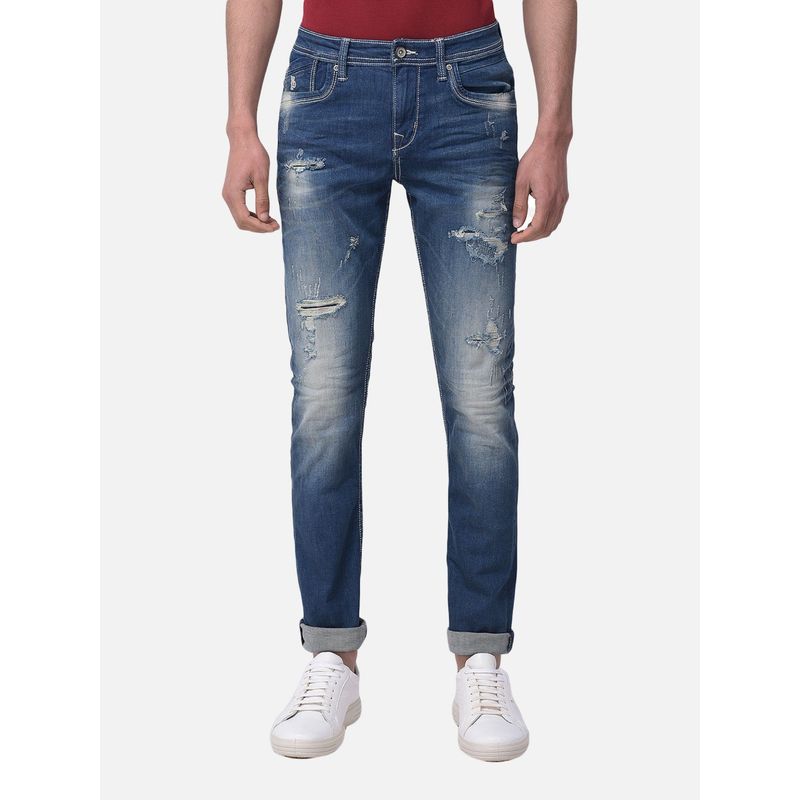 WOODLAND Blue Patterned Jeans (34)