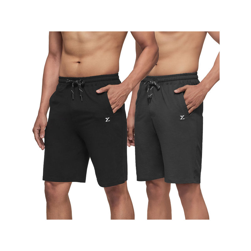 XYXX Men's Cotton Modal Solid ACE Lounge Shorts (Pack of 2) (L)