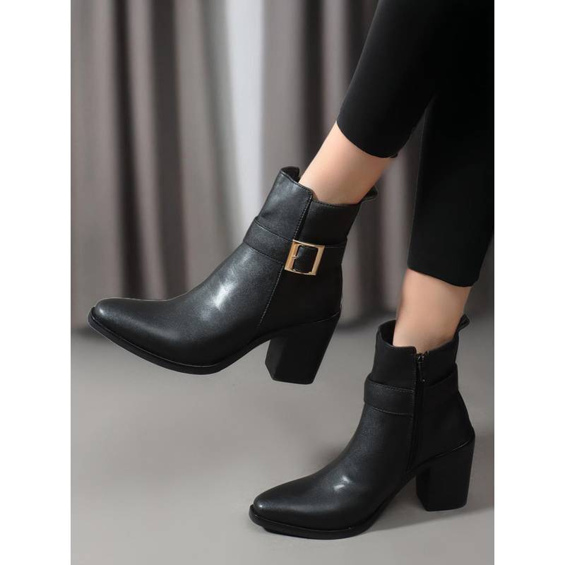 ELLE Black Outdoor Solid Women Winter Boot (EURO 37)