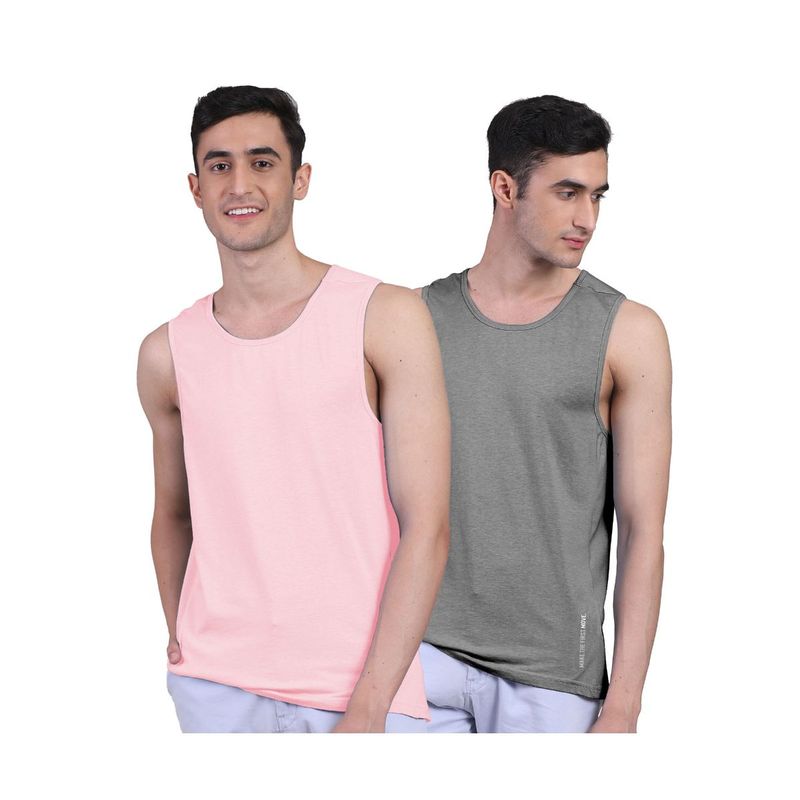 FREECULTR Mens Twin Skin Bamboo Cotton Anti Microbial Active Vest (Pack of 2) (XL)