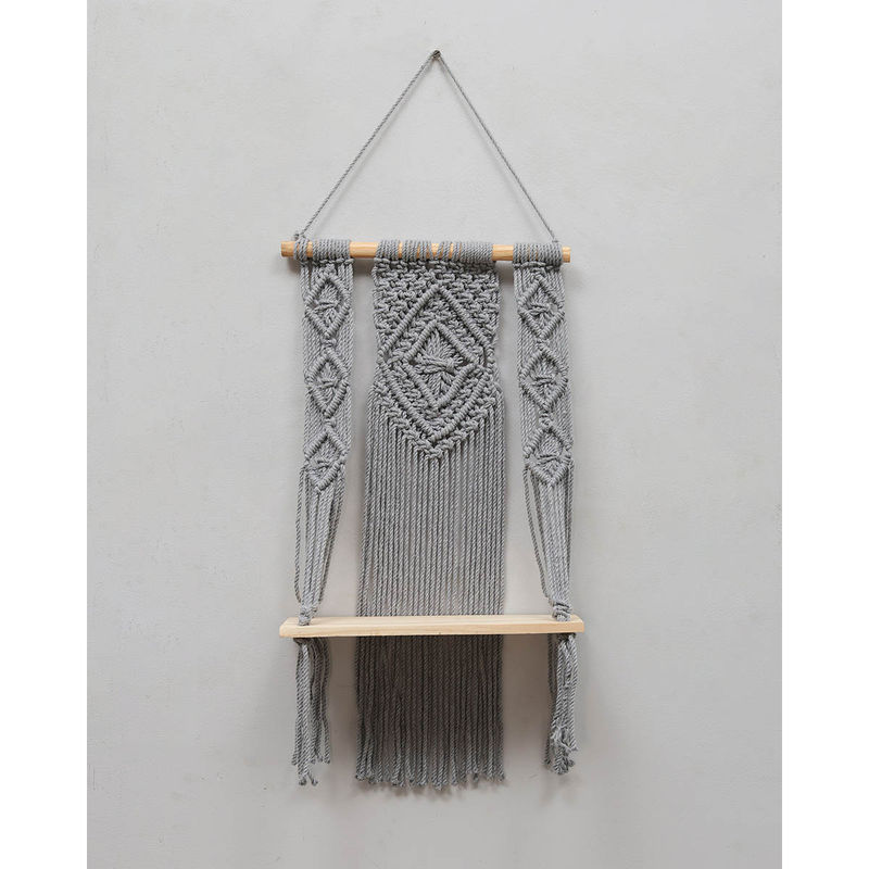Buy Homesake Macrame Wall Hanging Shelf Wood, Butterfly, Grey Online
