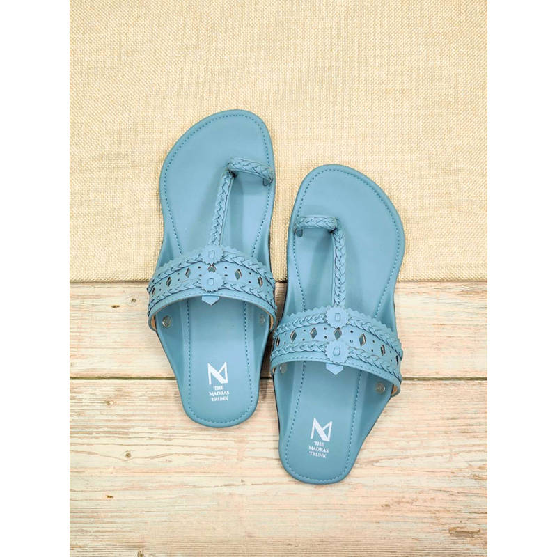 The Madras Trunk Women Haiku Festive Flat Kolhapuri Light Blue (EURO 36)