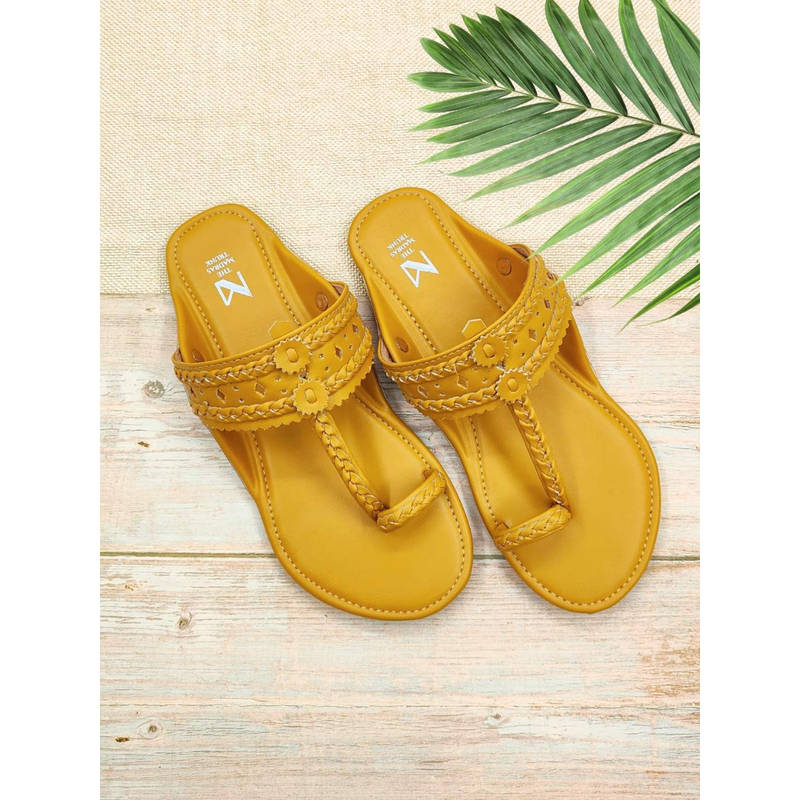 The Madras Trunk Women Haiku Festive Flat Kolhapuri Mustard (EURO 36)
