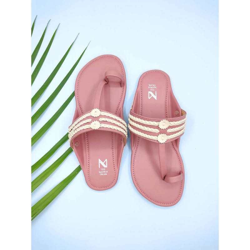The Madras Trunk Women Haiku Festive Flat Kolhapuri Pink (EURO 36)