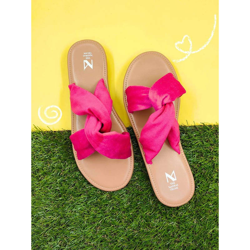 The Madras Trunk Women Tara Flats Tan & Pink (EURO 36)