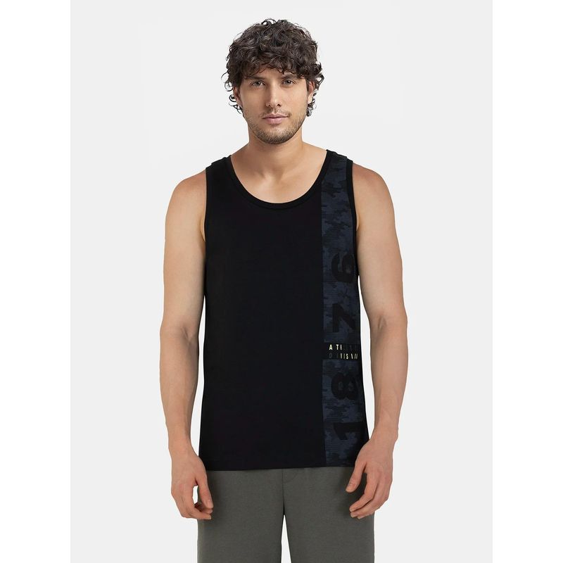 Jockey 9928 Men Super Combed Cotton Rich Graphic Printed Tank Top - Black (M)