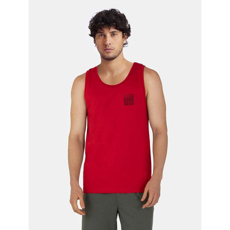 Jockey 9928 Men Super Combed Cotton Rich Graphic Printed Tank Top - Shanghai Red (S)