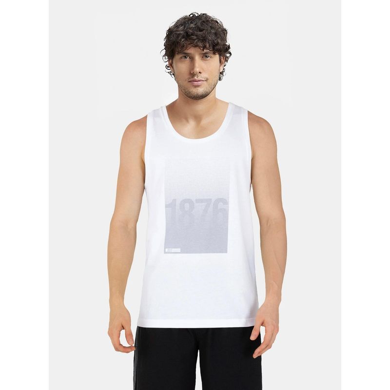 Jockey 9928 Men Super Combed Cotton Rich Graphic Printed Tank Top - White (M)