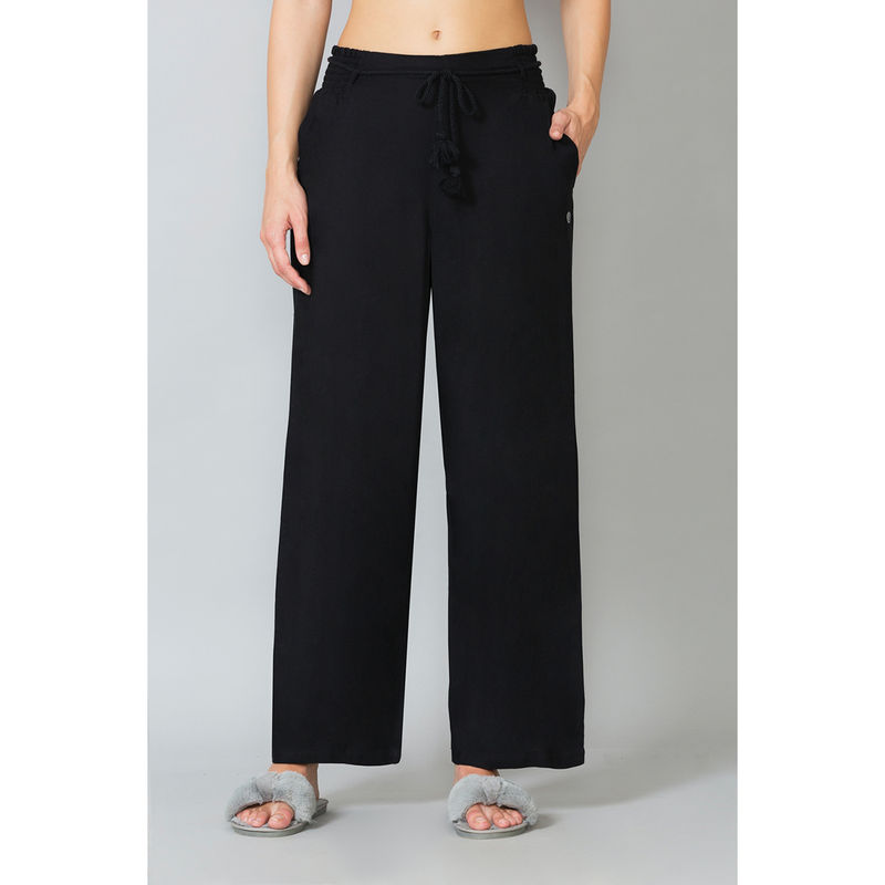 Van Heusen Women Functional Pocket & Smocked Waistband Lounge Pyjamas - Black (L)