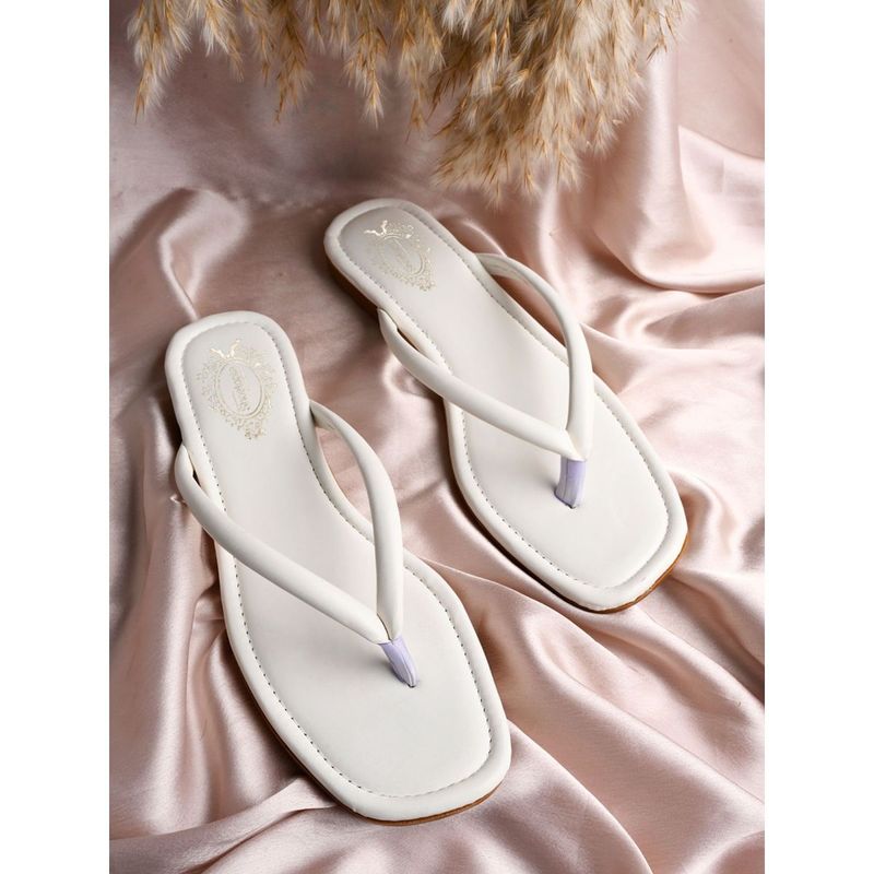 Shoetopia Open Toe Solid White Flats for Women & Girls (EURO 36)