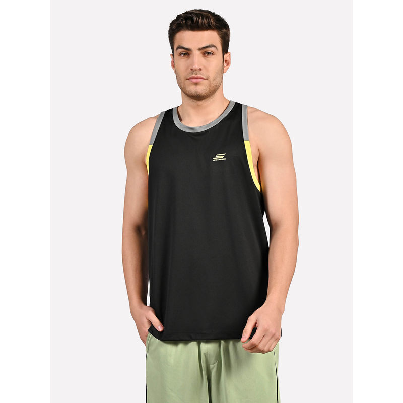 SKECHERS Men Black Cut & Sew Performance Black Tank Top (M)
