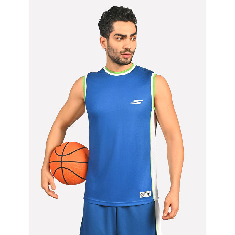 SKECHERS Men Los Angeles Basketball Royal Blue Tank Top (M)