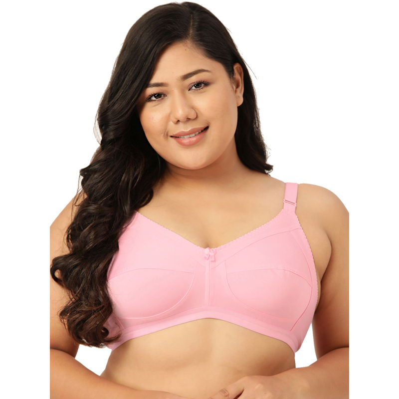 Leading Lady Woman Everyday 100% Cotton Non Padded Pink Full Coverage Bra (46D)