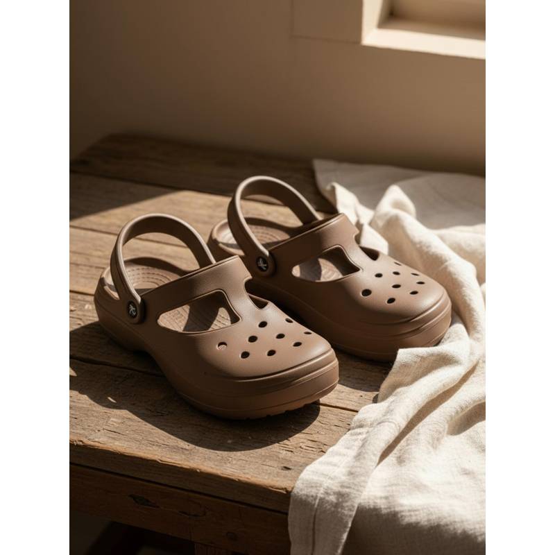 Indifeet Brown Classic and Stylish Waterproof Rubber Clogs (UK 3)