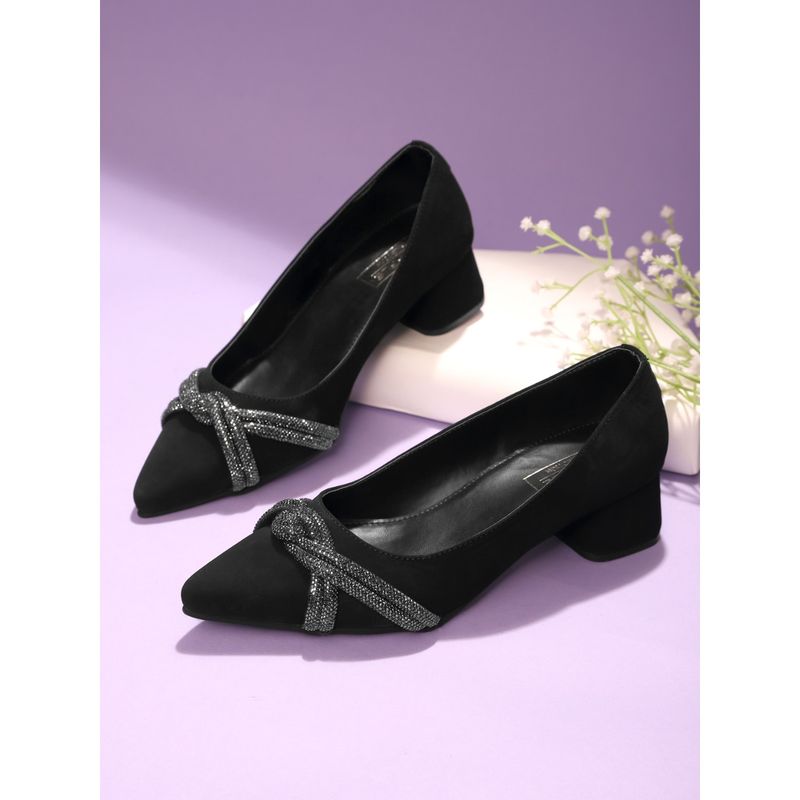 Truffle Collection Black Embellished Pump Heels (UK 4)