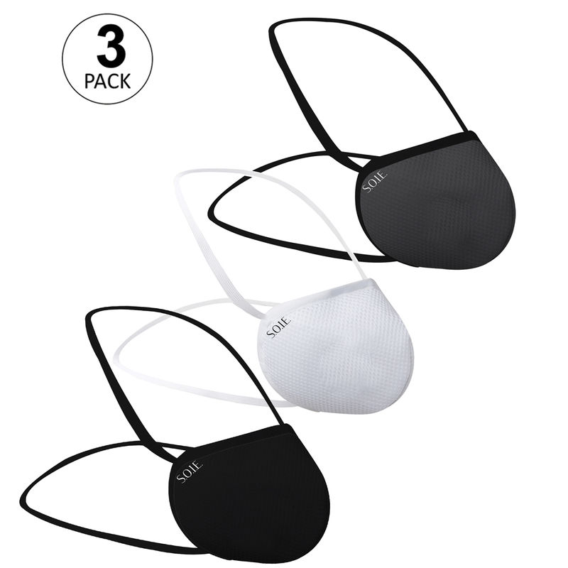 SOIE 8 Layer Reusable Sn 99.9 Protection Head Loops Freedom Mask Pack Of 3 - Multi-Color (S)