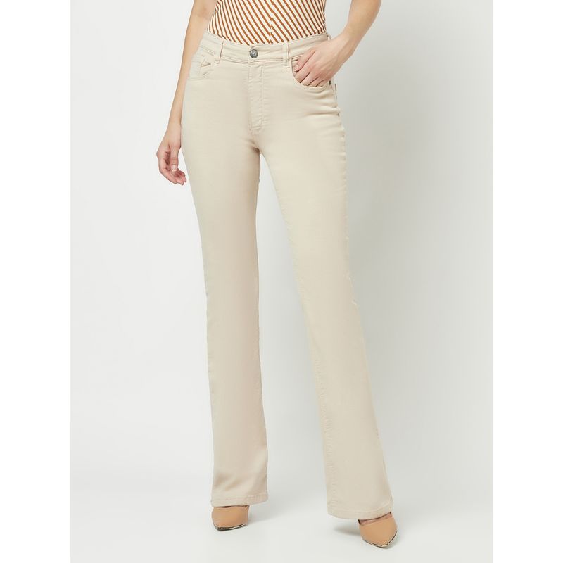 CRIMSOUNE CLUB Women Beige Boot Cut Jeans (34)