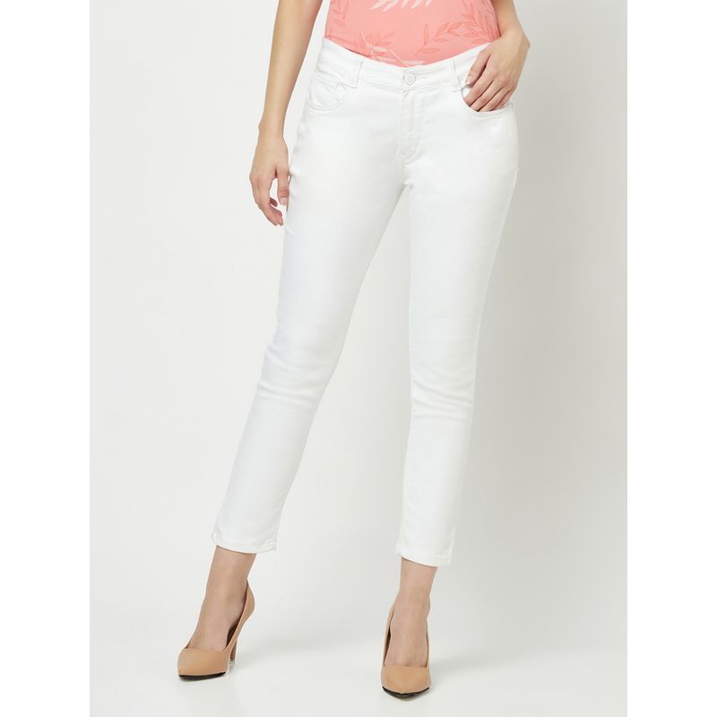 CRIMSOUNE CLUB Women Slim Fit White Jeans (26)