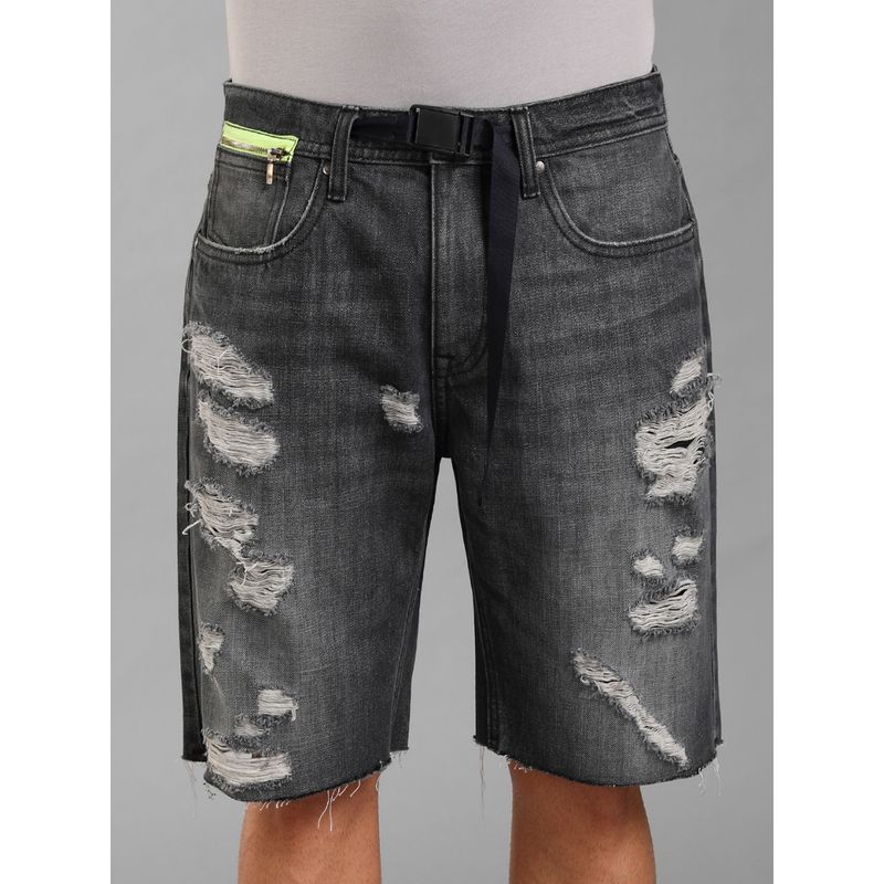 KAZO Men Ripped Shorts Grey (30)