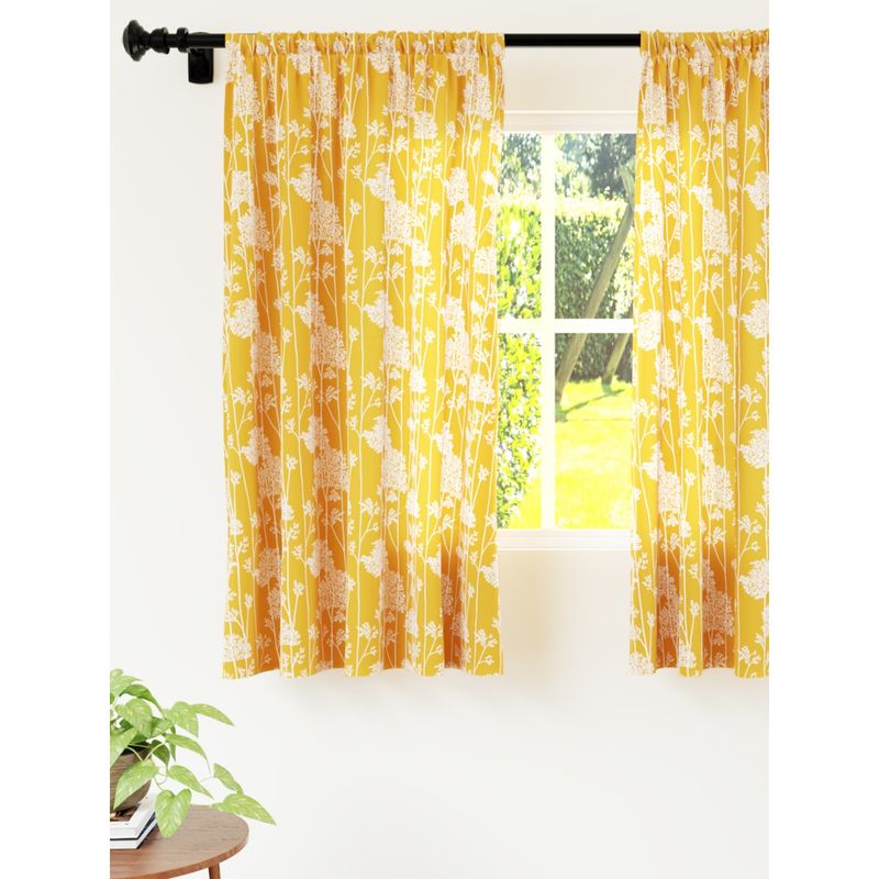 Encasa Homes Polyester Printed Window Curtains With Tie Back 5 Ft Long Mango Blotch (Pack Of 2)