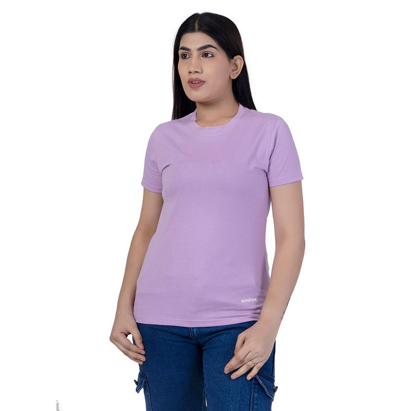 Omtex Fitness Sports Round Neck Activewear T Shirt for Women Lavender (S)