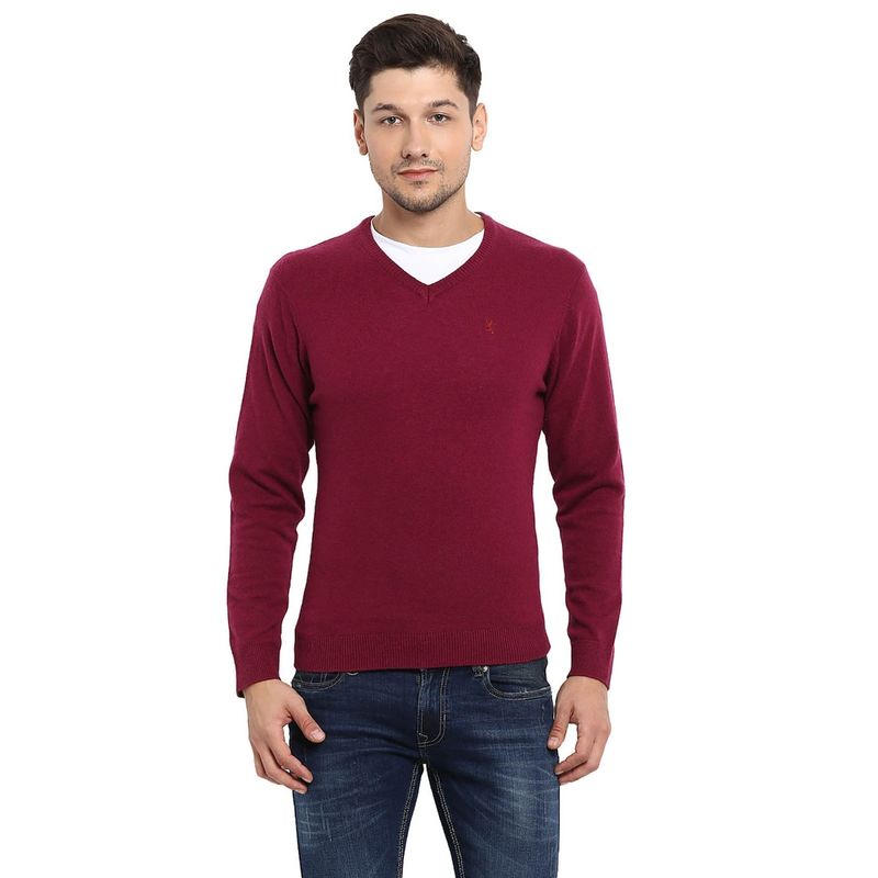 Red Tape Maroon Full Sleeves Sweater (M)