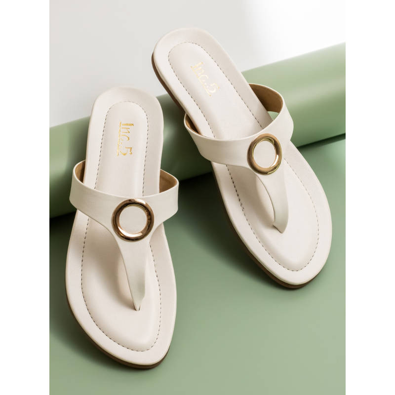 I.N.K. Flat Sandals – White & Tan Leather – Size 40 (US 7/ EU 40) main image 1