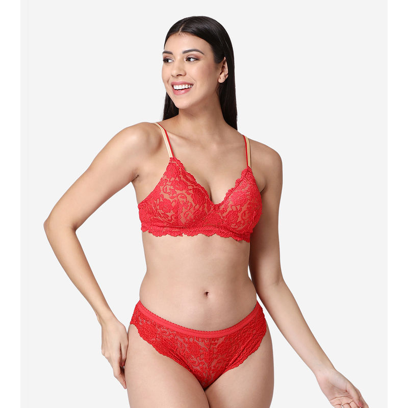 Abelino Bridal Lace Lingrie Set - Red (30B)