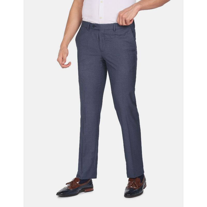 Arrow Men Blue Hudson Tailored Fit Autoflex Formal Trousers (30)