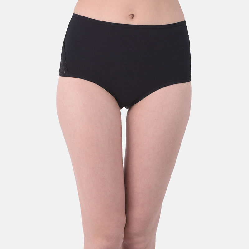 Clovia Cotton Spandex High waist Outer elastic Hipster Panty (L)