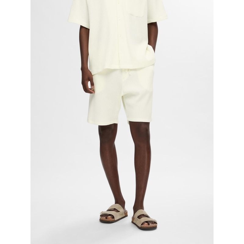 Selected Off White Waffle Textured Shorts (34)