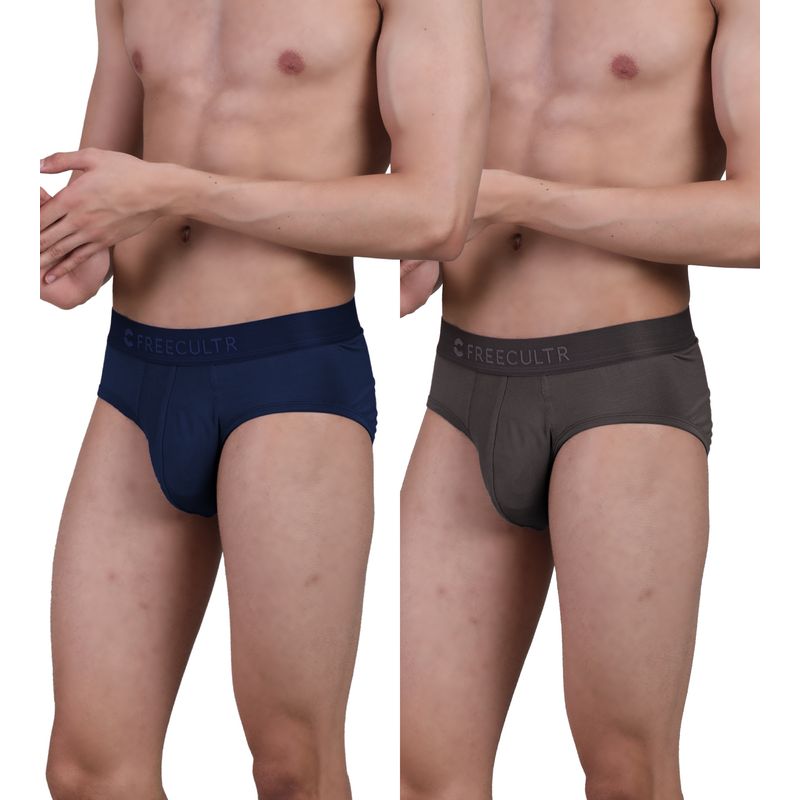 FREECULTR Men's Anti-Microbial Air-Soft Micromodal Underwear Brief, Pack of 2 - Multi-Color (XL)