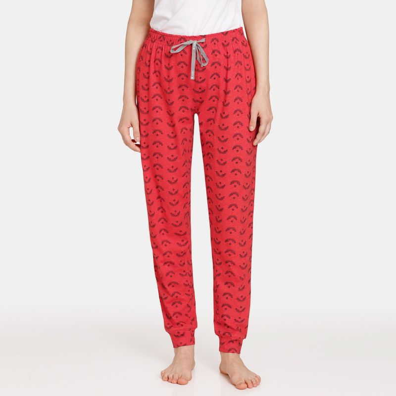 Zivame Rosaline Rural Charm Knit Cotton Pyjama - Flame Scarlet (S)