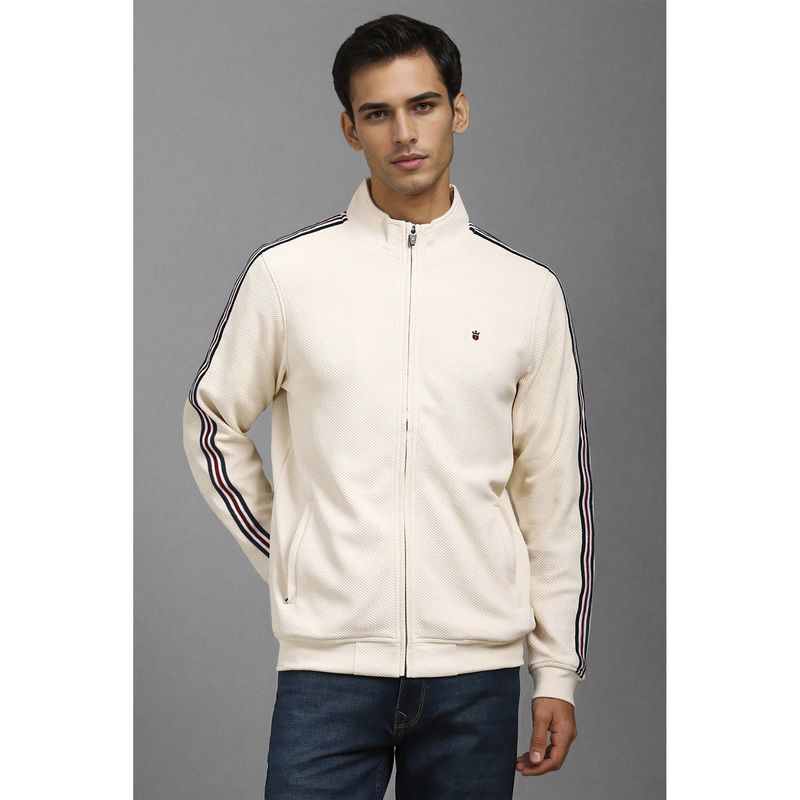 Louis Philippe Men Casual Cream Textured Jacket (2XL)