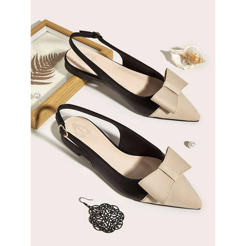 Shoetopia Stylish Uppper Bow Cream Flats For Women and Girls (EURO 38)