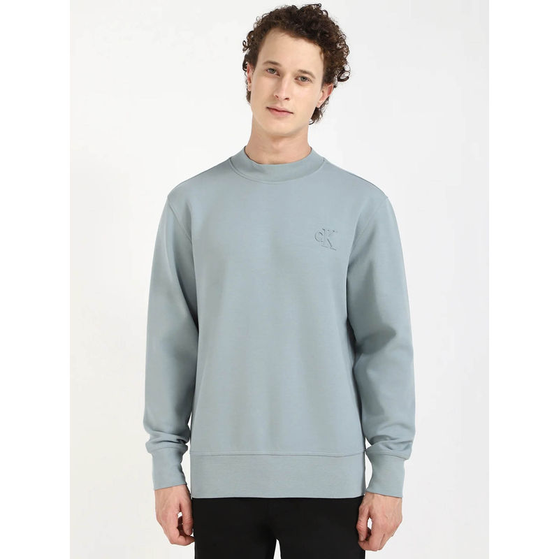 Calvin Klein Men Solid Relaxed Fit Cotton Grey Sweatshirt (S)