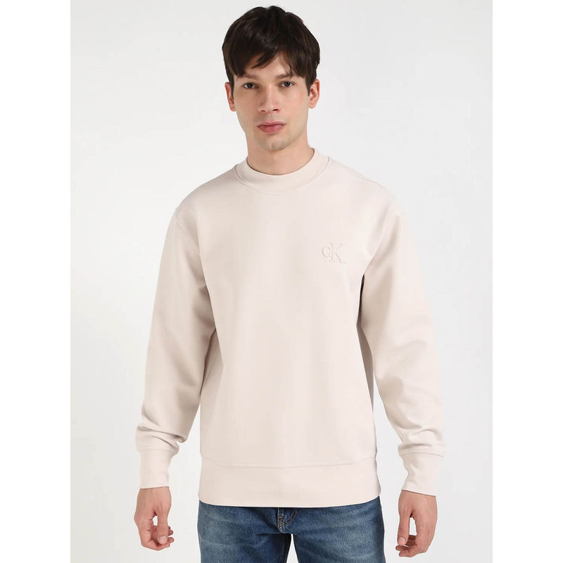 Calvin Klein Men Solid Relaxed Fit Cotton Nude Sweatshirt (L)
