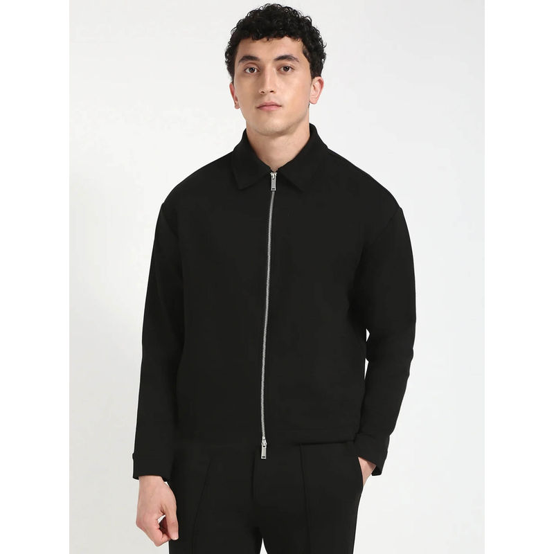 Calvin Klein Men Solid Relaxed Fit Cotton Black Sweatshirt (L)