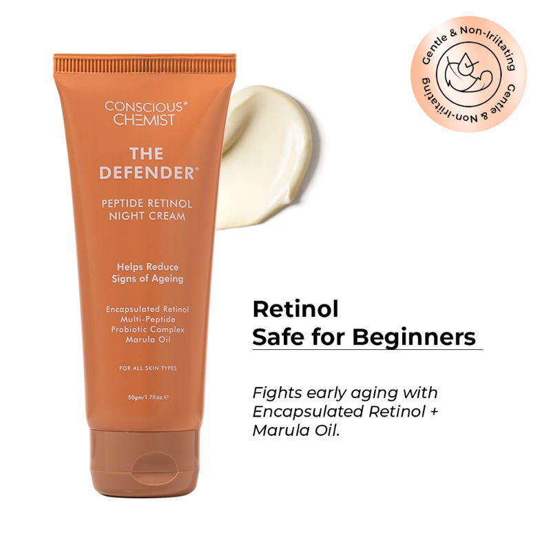Conscious Chemist The Defender Multi Peptide Retinol Anti Aging Night Gel Cream