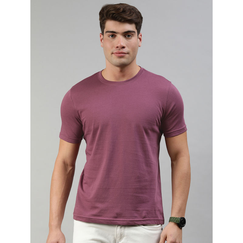 Huetrap Mens Plum Top Quality Round Neck Short Sleeve T-Shirt (S)