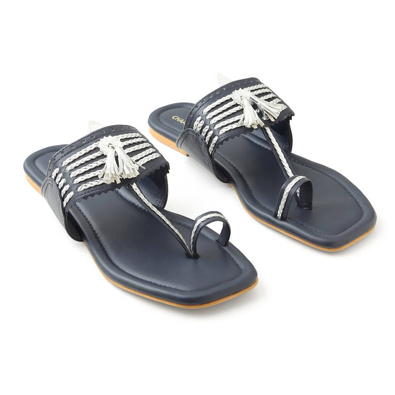 Chaal Chalan Laila Navy Blue Kolhapuris (EURO 36)