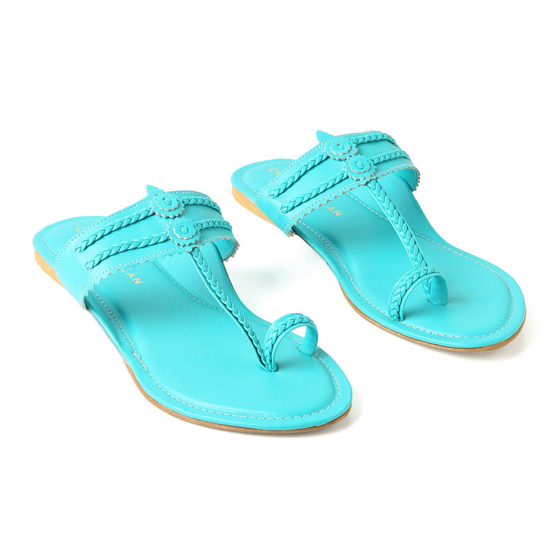 Chaal Chalan Jayla Turquoise Kolhapuris (EURO 36)