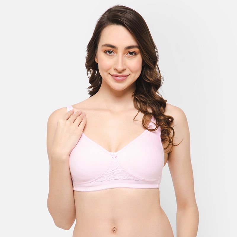 Clovia Cotton Rich Solid Non-Padded Full Cup Wire Free T-shirt Bra - Light Pink (38C)