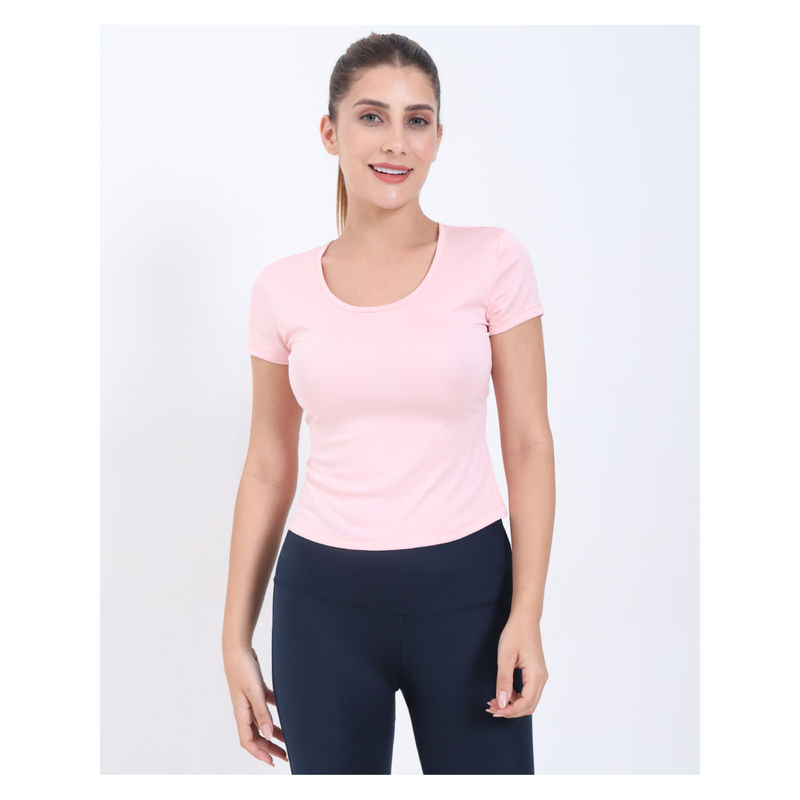 RYZ Open Back Quick Dry Sports Pink T-Shirt (XS)