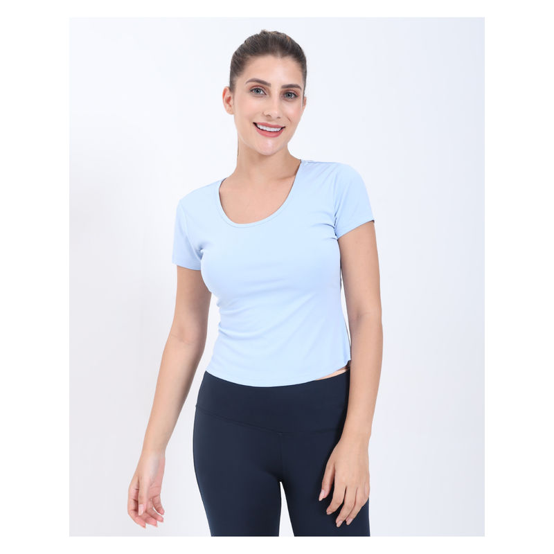 RYZ Open Back Quick Dry Sports Blue T-Shirt (XS)